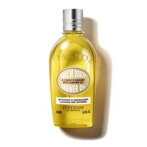 L'OCCITANE Almond Shower Oil Bottle in Yellow with Silver Cap